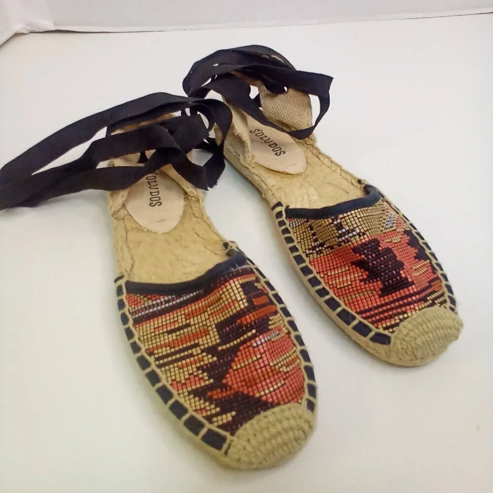 Soludos Ankle Tie Espadrille Women 5 Aztec Pattern